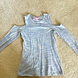 Lilly Pulitzer light blue open shoulder sweater